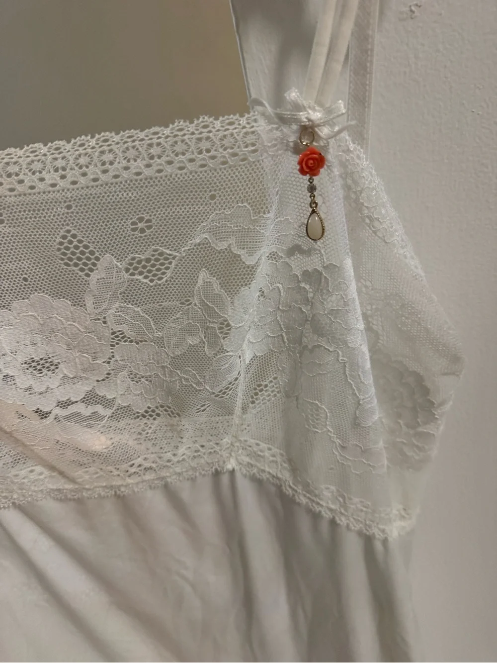 Vintage White Lace-Trim Slip Dress - Picture 4 of 10